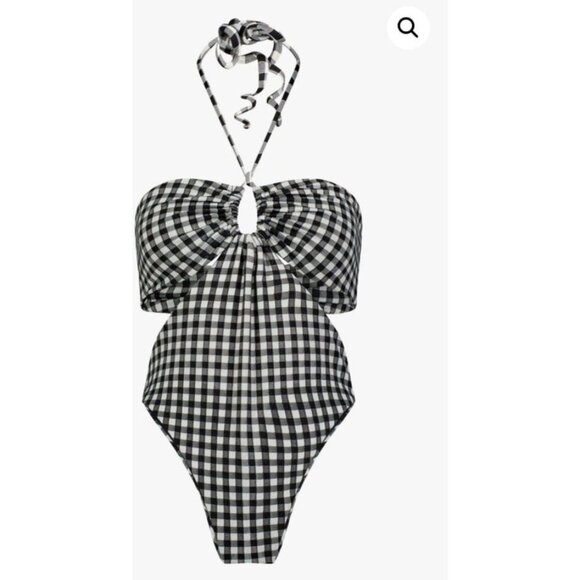 NWT Mara Hoffman Blanca Halter One-Piece Swimsuit Black cutout sides small - Picture 4 of 11